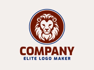 A versatile and meticulously crafted logo with the shape of a friendly lion in a circular style; the chosen colors were brown and dark blue.