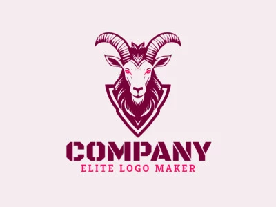 Adaptable logo in the shape of a goat with a mascot style, the colors used were purple and pink.