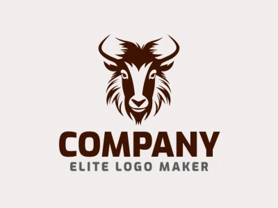 Customizable logo in the shape of a goat composed of a symmetric style and dark brown color.