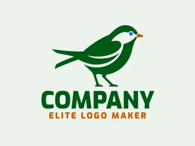 Ideal logo for different businesses in the shape of a green bird, with creative design and abstract style.