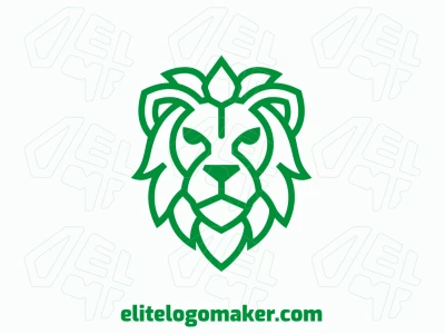 Logo design features a green lion in monoline style, creating a powerful brand statement with clean, elegant lines.