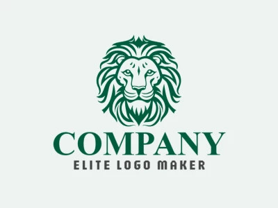 Professional logo in the shape of a green lion with a symmetric style, the color used was green.