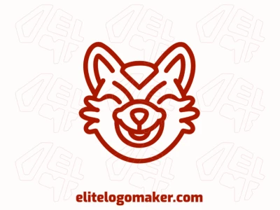 A happy fox head logo in a minimalist style, designed to convey warmth and joy with a clean and simple design.