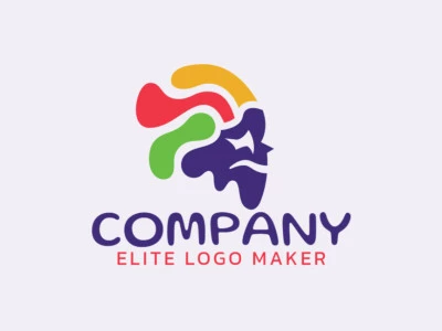 Original logo with abstract design forming a head with green, blue, yellow, and purple colors.