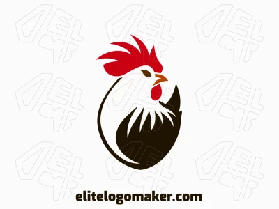 A minimalist logo depicting a hen, with a color palette of orange, red, and black, offering a sleek and modern representation.
