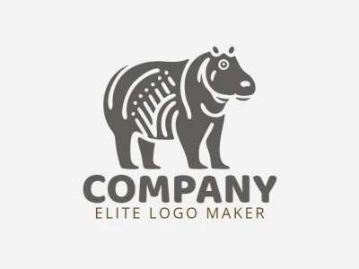 Professional logo in the shape of a hippo with an illustrative style, the color used was grey.