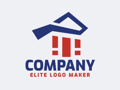 Minimalist logo design consists of the combination of a letter "p" with a shape of a house with blue and orange colors.