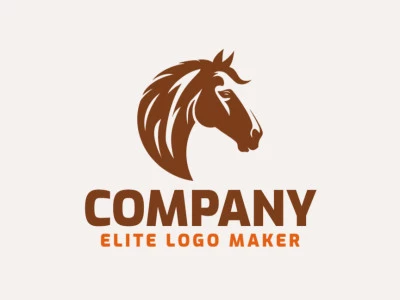 Create your own logo in the shape of a horse head with a pictorial style and brown color.