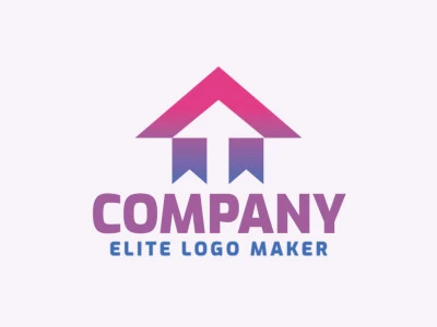 Customizable logo in the shape of a house combined with banderoles, with a gradient style, the colors used was purple and pink.