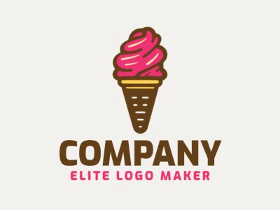 Illustrative logo with a refined design forming an ice cream, the colors used was brown, pink, and yellow.