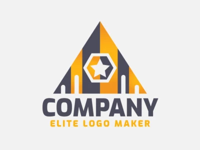 Abstract logo design consists of the combination of a triangle with a shape of a star with black and yellow colors.