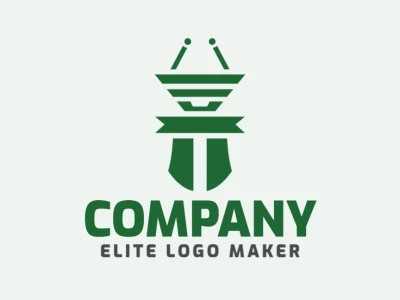 Abstract logo with a refined design, forming an insect combined with a basket, the color used was green.