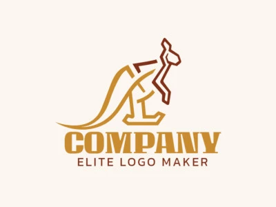 Mascot logo in the shape of a kangaroo with brown and yellow colors, this logo is ideal for various types of business.