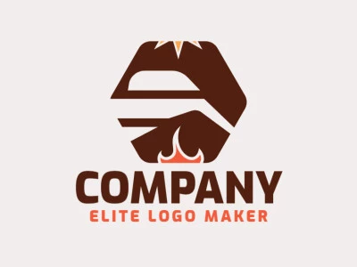 Create a vector logo for your company in the shape of a kiwi bird with an abstract style, the colors used were brown and orange.