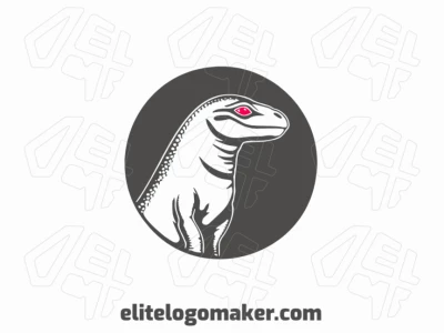 Create a vectorized logo showcasing a contemporary design of a Komodo dragon and abstract style, with a touch of sophistication with grey and pink colors.