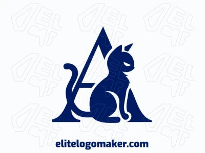 A business logo featuring a letter 'A' combined with a blue cat, designed in a double meaning style for a creative and professional visual identity.