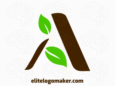 A minimalist logo featuring the letter 'A' adorned with leaves, merging simplicity and nature to form an elegant brand mark in green and brown.