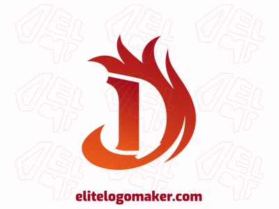 An elegant and sophisticated abstract logo featuring the letter 'D', with an intricate illustration in vibrant orange and red tones.