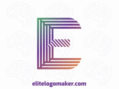 A creative logo template featuring the letter 'E' with a gradient blend of green, orange, and purple, designed for a vibrant and modern brand aesthetic.