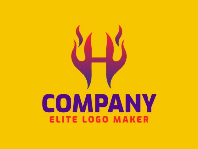 A gradient logo design combining a dynamic 'H' shape with flames, using vibrant orange and purple for a striking and energetic look.