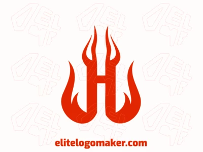 An initial letter logo design featuring the letter 'H' in flames of fire, creating a bold and fiery visual identity.