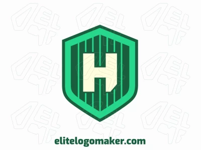 A refined and creative logo template featuring the letter 'H' inside a striped shield, designed as an inspiring emblem with bold lines and intricate details.