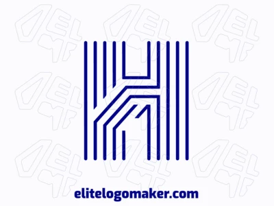 A cheap and modern vector logo design featuring a striped letter 'H' in blue, offering a sleek and professional look.