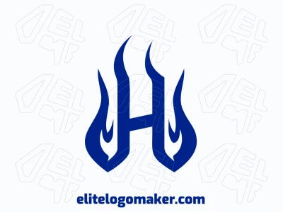 An abstract logo features the letter 'H' with blue fire, creating a modern and dynamic design with a striking visual impact.