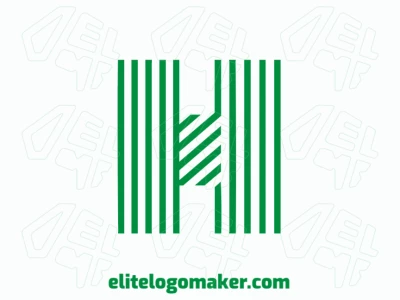An editable initial letter 'H' design with green stripes, offering a dynamic and modern look for your branding.