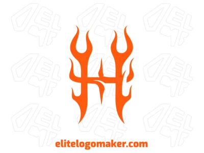 A noticeable letter 'h' designed with shapes resembling flames of fire, creating a bold and abstract style with dynamic energy.