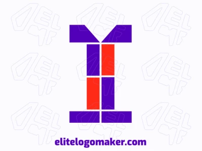 A customizable initial letter logo featuring the letter 'I' with geometric shapes, designed for a modern and flexible visual identity.