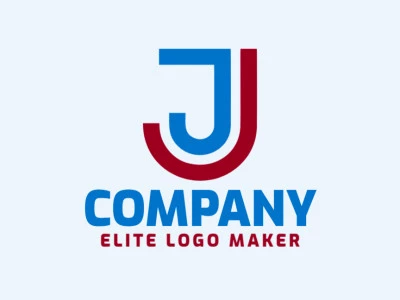 A minimalist logo featuring the letter 'J', elegantly designed with blue and red hues, symbolizing strength and vitality.