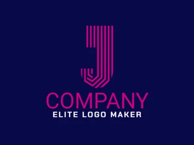 A striped logo featuring the letter 'J', exuding elegance and modernity with a touch of pink, ideal for a stylish and trendy brand.