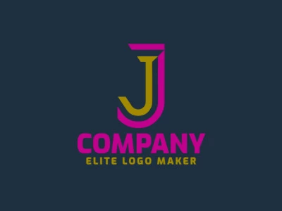 An interesting, minimalist vector logo template featuring the letter 'J' in pink and yellow, fully editable for versatile branding.