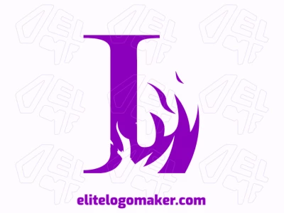 A logo template featuring the letter 'L' with fire effects and purple color, designed in an initial letter style for a bold and creative brand identity.