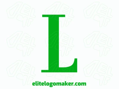 An editable initial letter logo featuring the letter 'L' in green, designed with bold lines and modern style for a customizable visual identity.