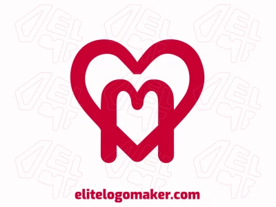 A sophisticated, minimalist logo featuring the letter 'M' and a heart in elegant red.