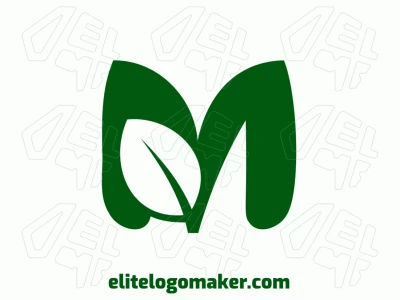 A unique and inspiring logo design featuring the initial letter 'M' intertwined with a green leaf.