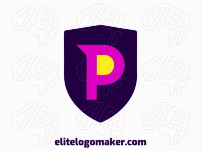 A logo design maker emblem featuring the letter "P" inside a shield, designed with bold lines for a strong and professional look.