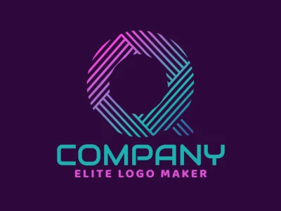 A flashy logo design with a striped 'Q', illustrated in vibrant green, blue, and pink colors.