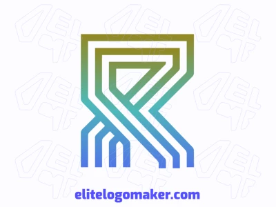 An ideal 'letter R' logo with a striped design in green and blue, perfect for an original and impactful brand.