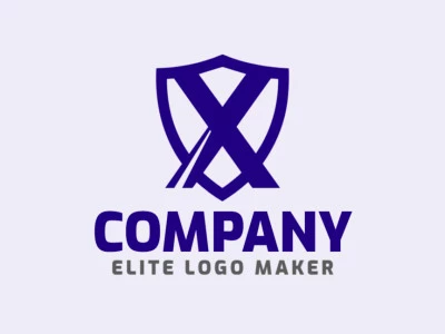 A powerful logo featuring a letter 'X' integrated with a shield in dark blue, symbolizing strength and security.