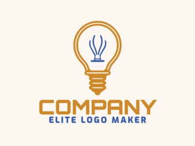 Create a vector logo for your company in the shape of a light bulb with an abstract style, the colors used were dark blue and dark yellow.