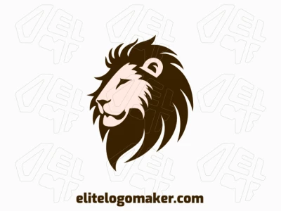 A minimalist lion logo design in earthy tones, epitomizing strength and sophistication.