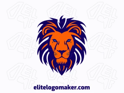 A sophisticated and creative illustrative logo featuring a prominent lion, blending orange and dark blue to represent strength and professionalism.