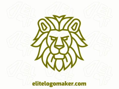A monoline logo featuring a lion, created with green accents, representing strength and nature.