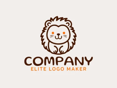 Professional logo in the shape of a lion cub with an abstract style, the colors used were brown and orange.