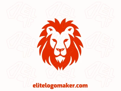 An interesting and editable abstract lion head design in vibrant red tones.