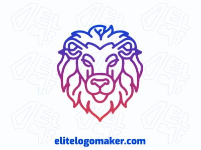 A dynamic and beautiful lion head logo with a gradient style, crafted by a quick logo maker to create a striking and modern brand identity.