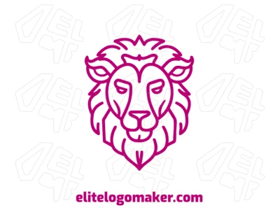 A graceful logo template featuring a lion's head in pink, offering an animal design style that is elegant and unique.